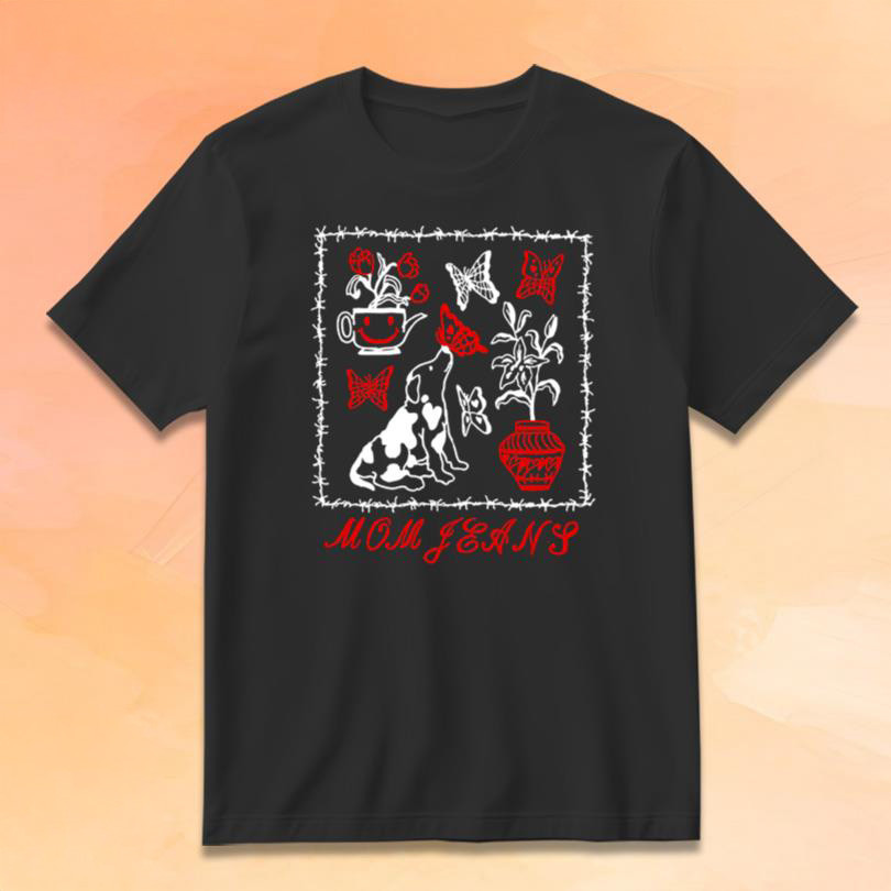 Mom Jeans Merch Butterfly Puppy T-Shirt Presents For Rock Music Lovers