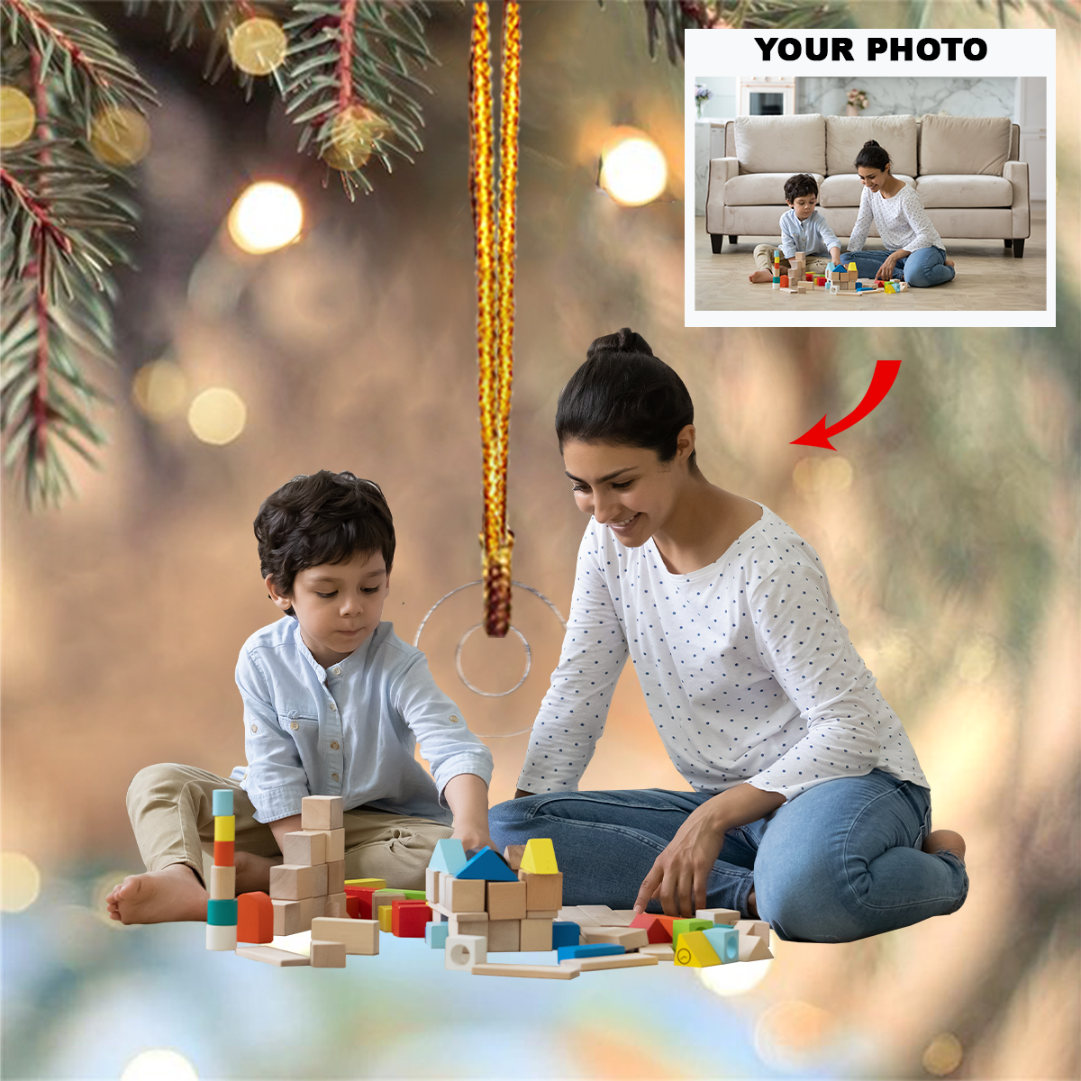 Mom Life Personalized Photo Mica Ornament Customized Your Photo Ornament Christmas