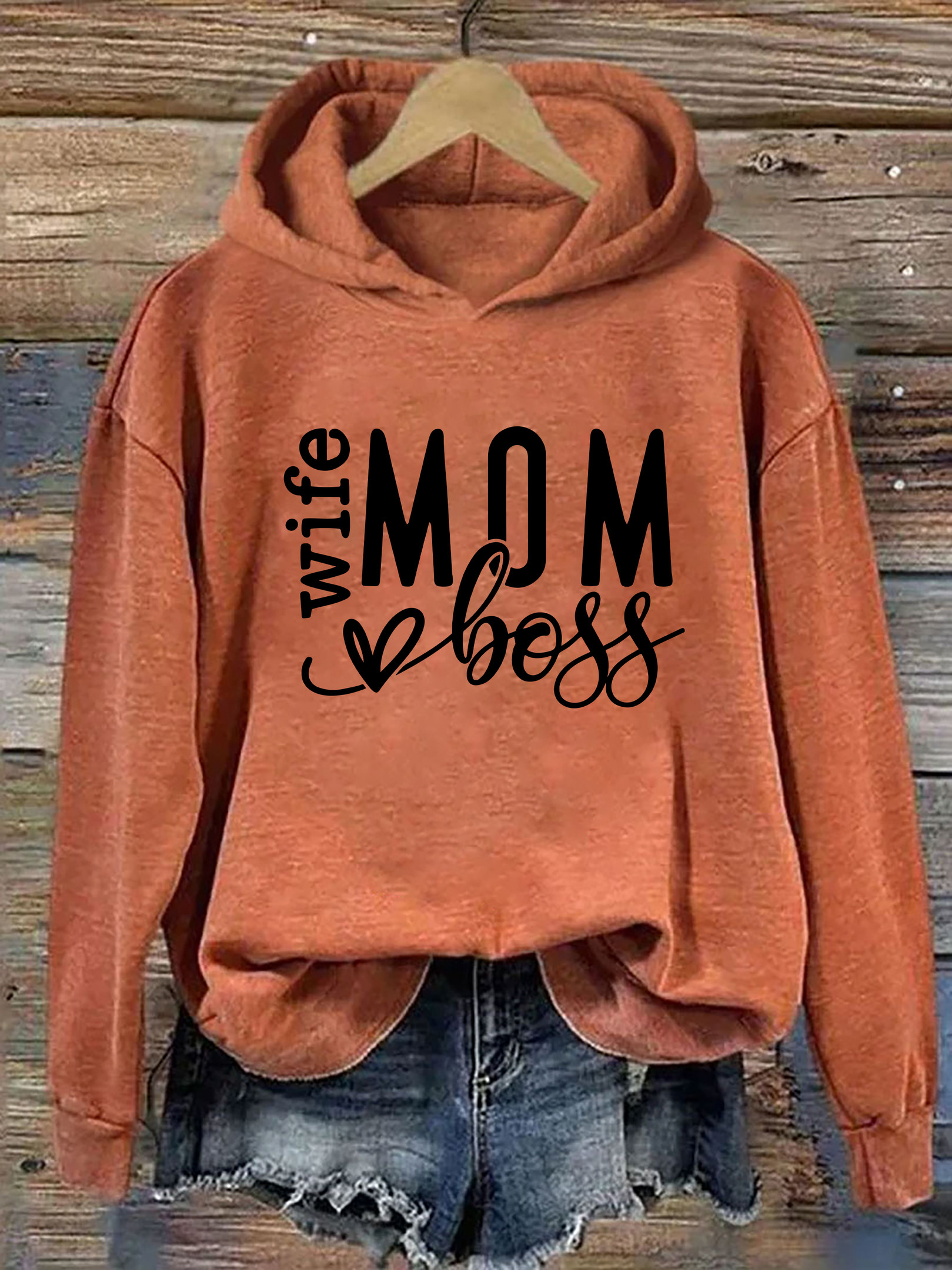Mom Wife Boss Hoodie Funny Hooded Sweatshirt Unique Gifts For Sisters