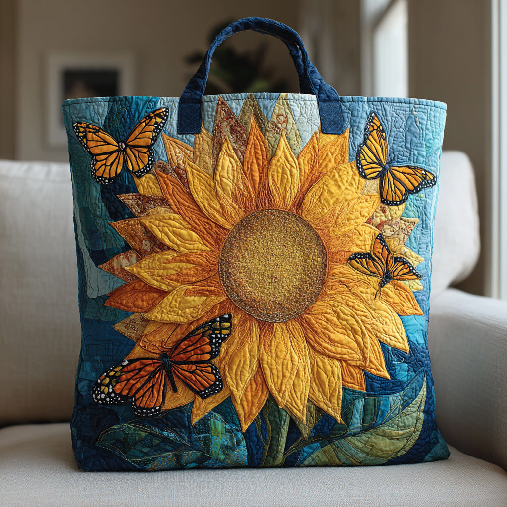 Monarch Sunflower Quilted Tote Bag Sunflower Birthday Gifts