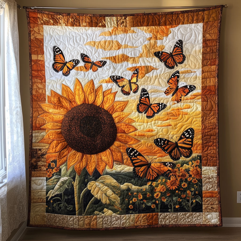 Monarch Sunset Quilt Beautiful Printed Quilt Blanket for Home Aesthetics