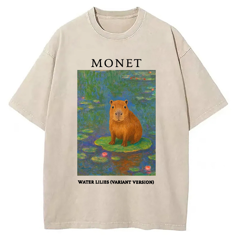 Monet's Capybara Washed T-Shirt Funny Quote Unisex Shirt Gifts For Best Friend