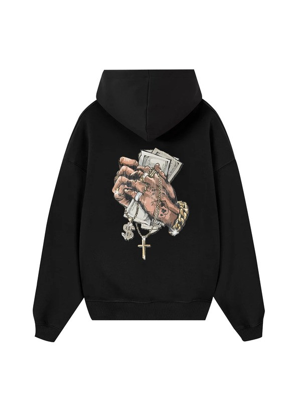 Money Dream Hoodie Praying Hand With Cash Cross Faith Christian Clothes Gifts For Women