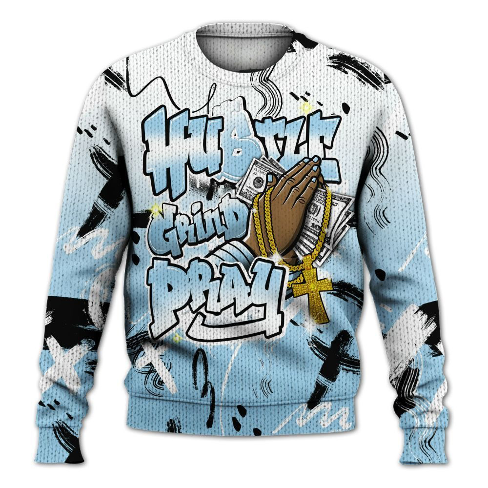 Money Hustle Grind Pray Knitted Sweater Gifts For Dads Who Have Everything