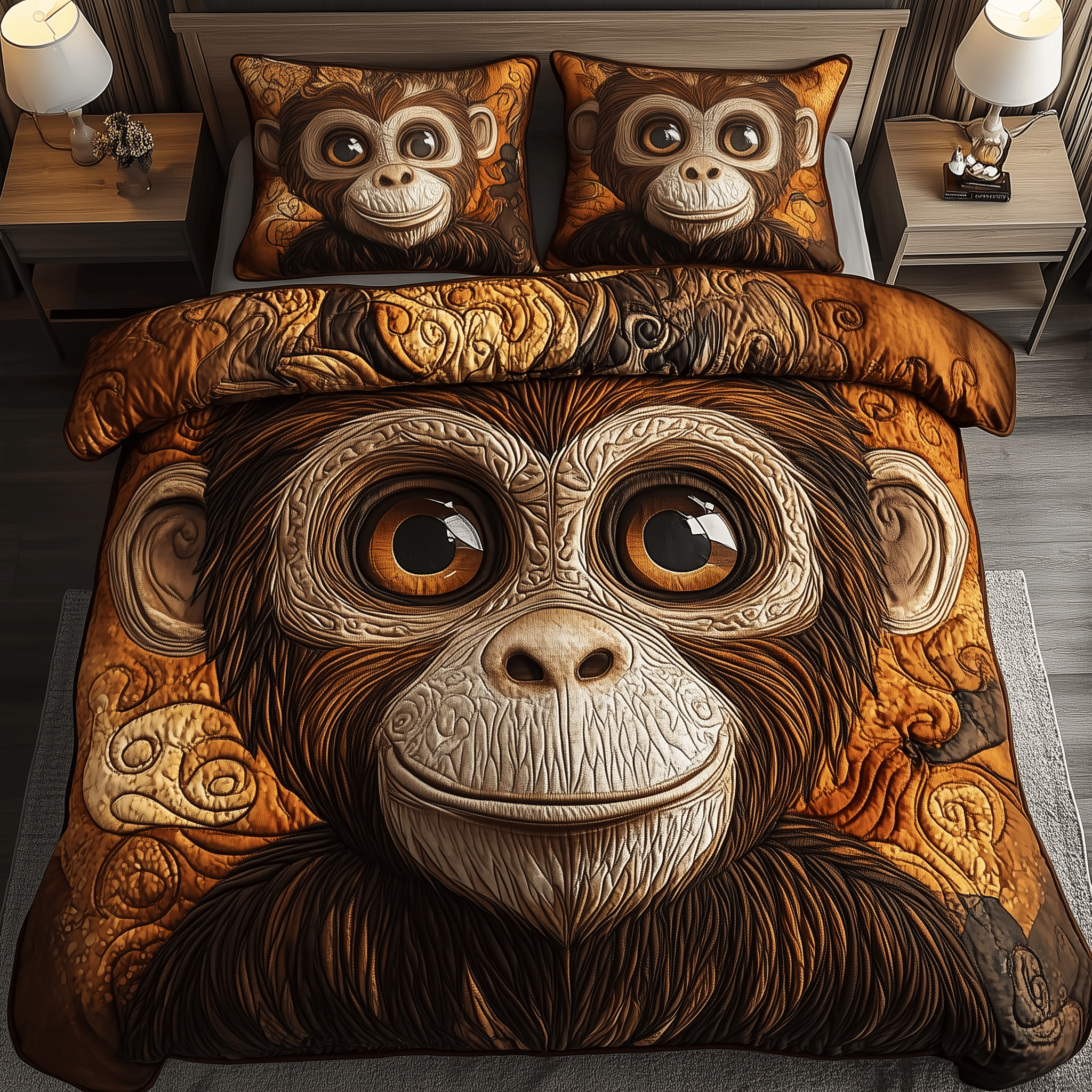 Monkey Quilted Bedding Set Christmas Bedding Set Christmas Gifts For Couples