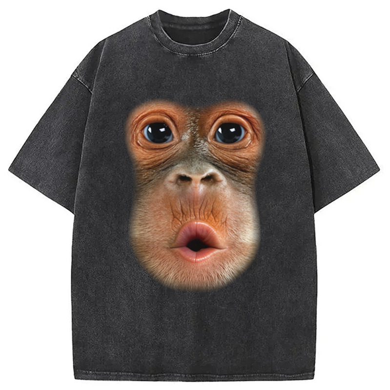 Monkey Stomach Funny Meme Washed T-Shirt Funny Graphic Gift For Friends Gifts For Brother Monkey Stomach Funny Meme Washed T-Shirt Funny Graphic Gift For Friends Gifts For Brother