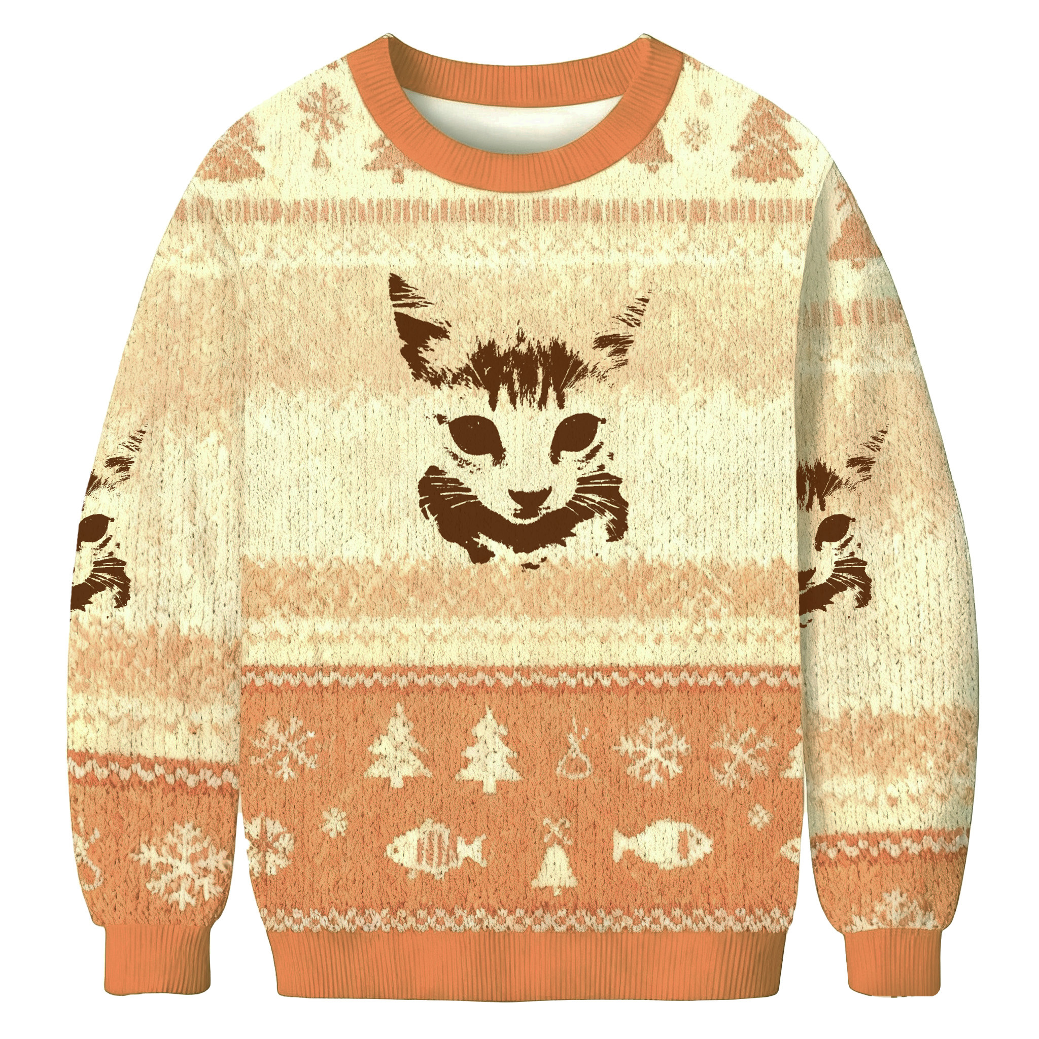 Monochrome Kitten Portrait Christmas Ugly Sweater Xmas Outfits Xmas Gift Ideas For Cat Lovers