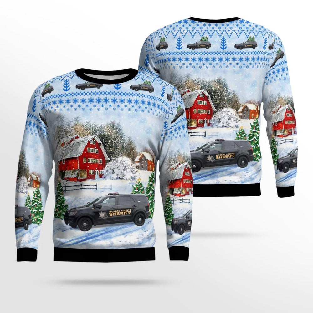 Monroe Michigan Monroe County Sheriffs Office AOP Ugly Sweater Christmas Unisex Sweaters Gift For Christmas