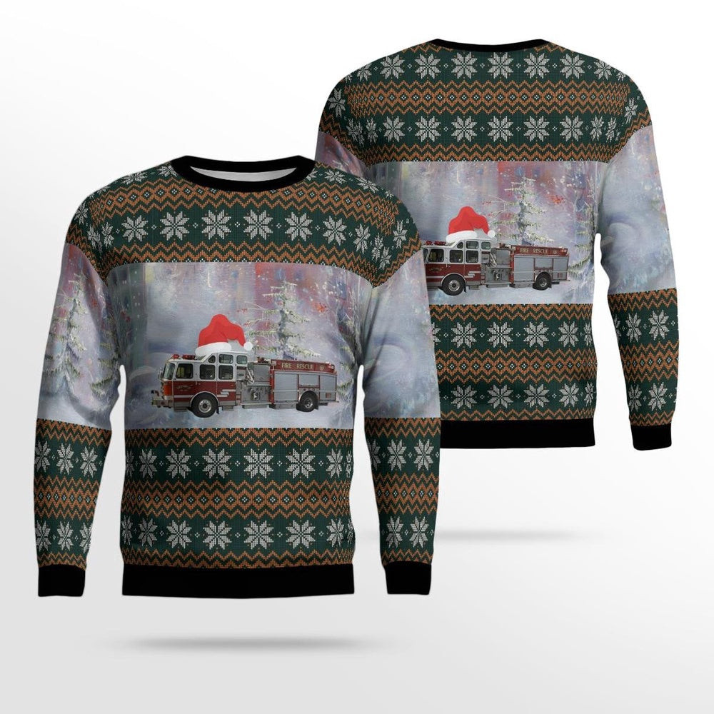 Monroe Michigan Monroe Fire Department AOP Ugly Sweater Christmas Unisex Sweaters Gift For Christmas