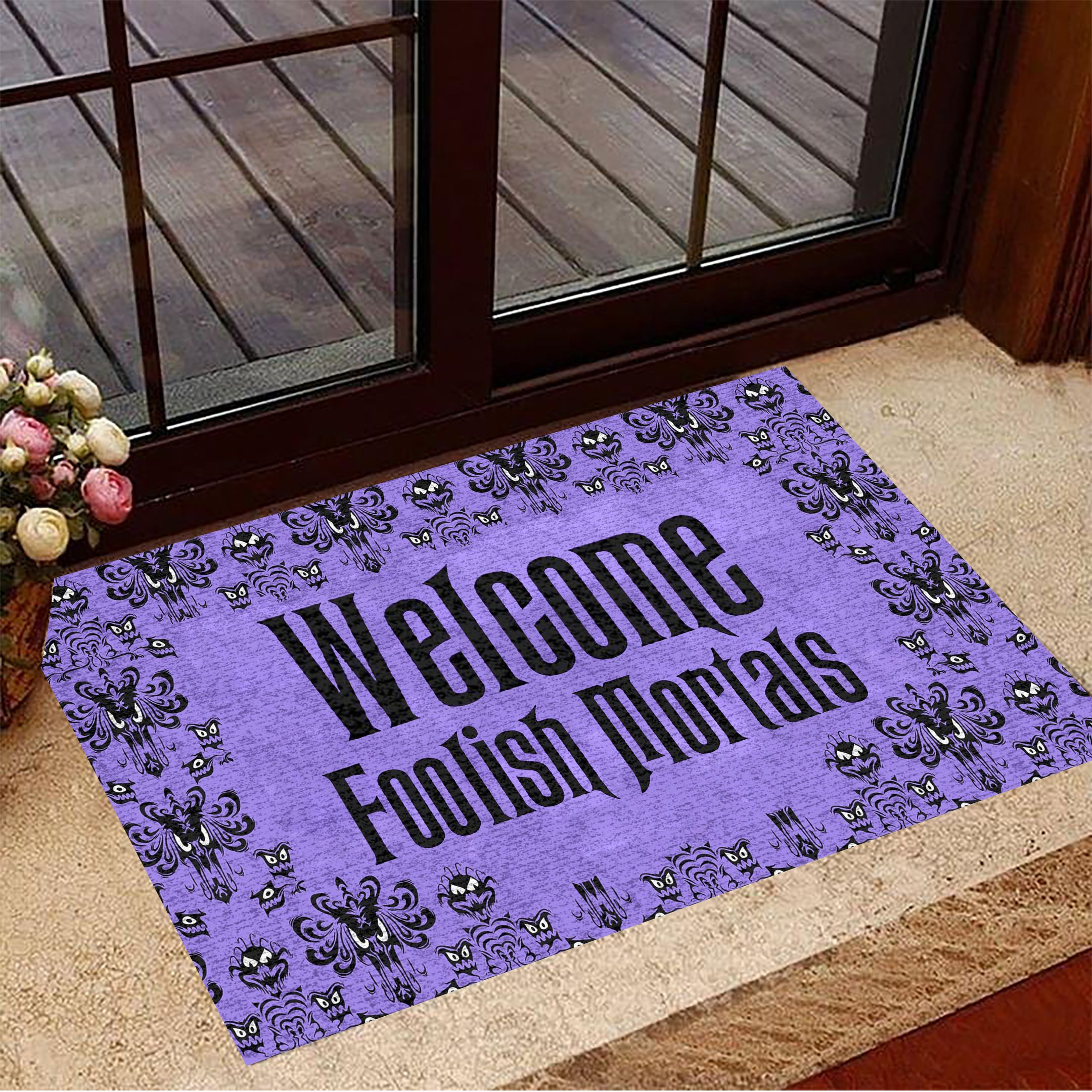Monster Face Welcome Foolish Mortals Doormat Spooky Doormat Halloween House Decor