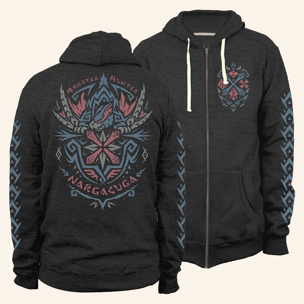 Monster Hunter Merch Nargacuga Hunter Zip Hoodie Unique Gifts For Husband