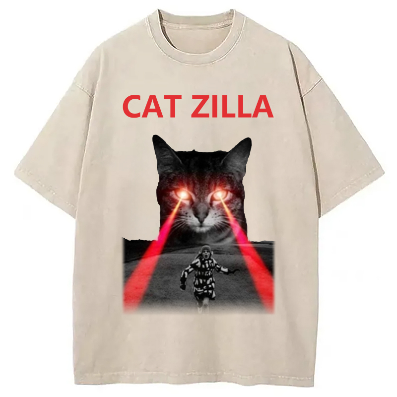 Monster Laser Cat Washed T-Shirt Funny Quote Unisex Shirt Gifts For Sister