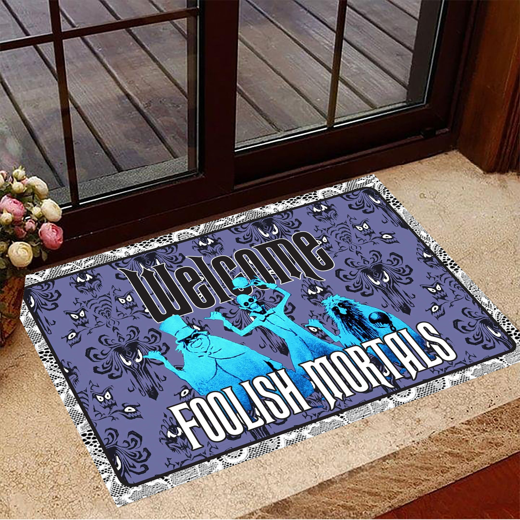 Monster Welcome Foolish Mortals Doormat Funny Welcome Mats Halloween Theme Decorations