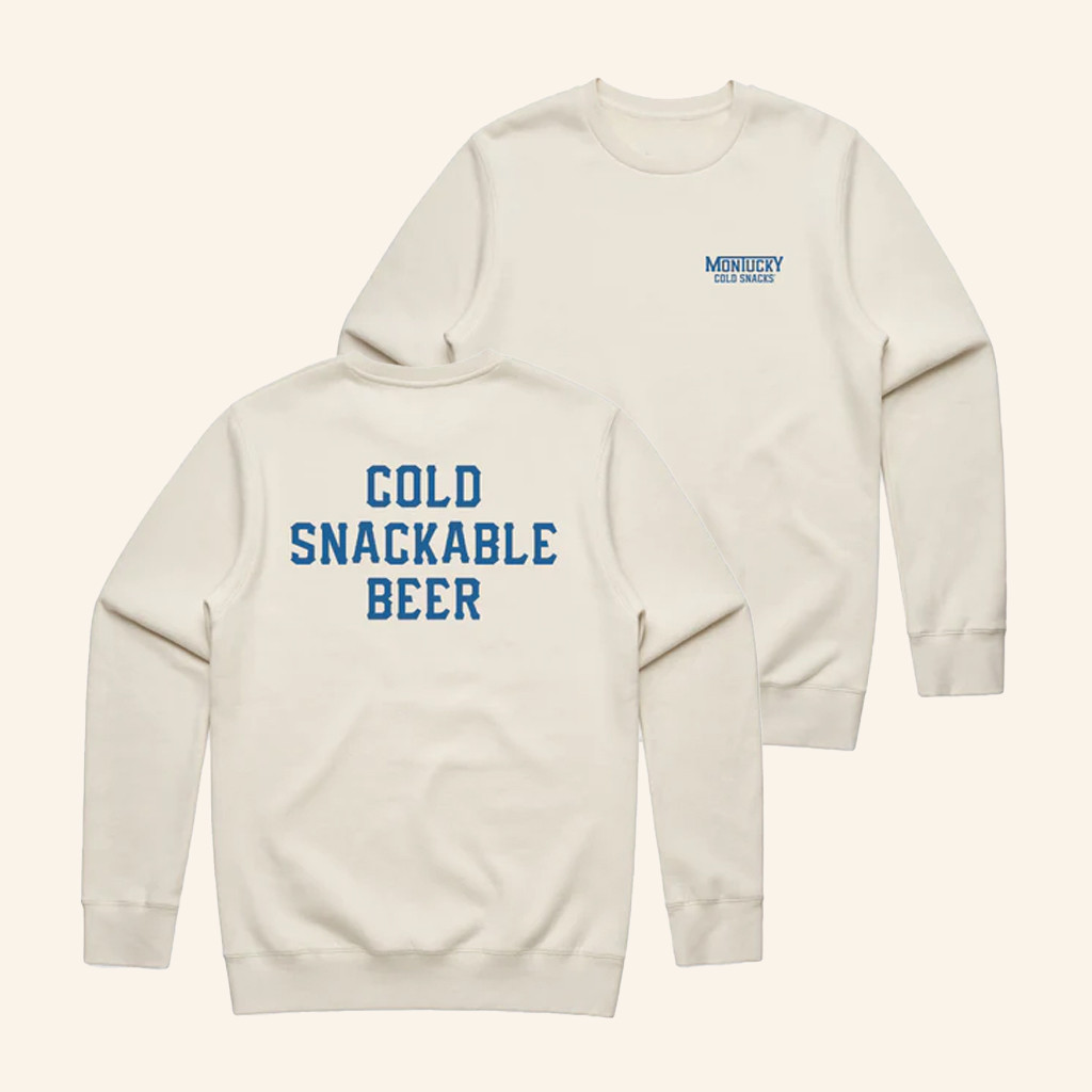 Montucky Cold Snacks Merch Cold Snackable Beer Crewneck Sweatshirt Best Gifts For Boyfriend