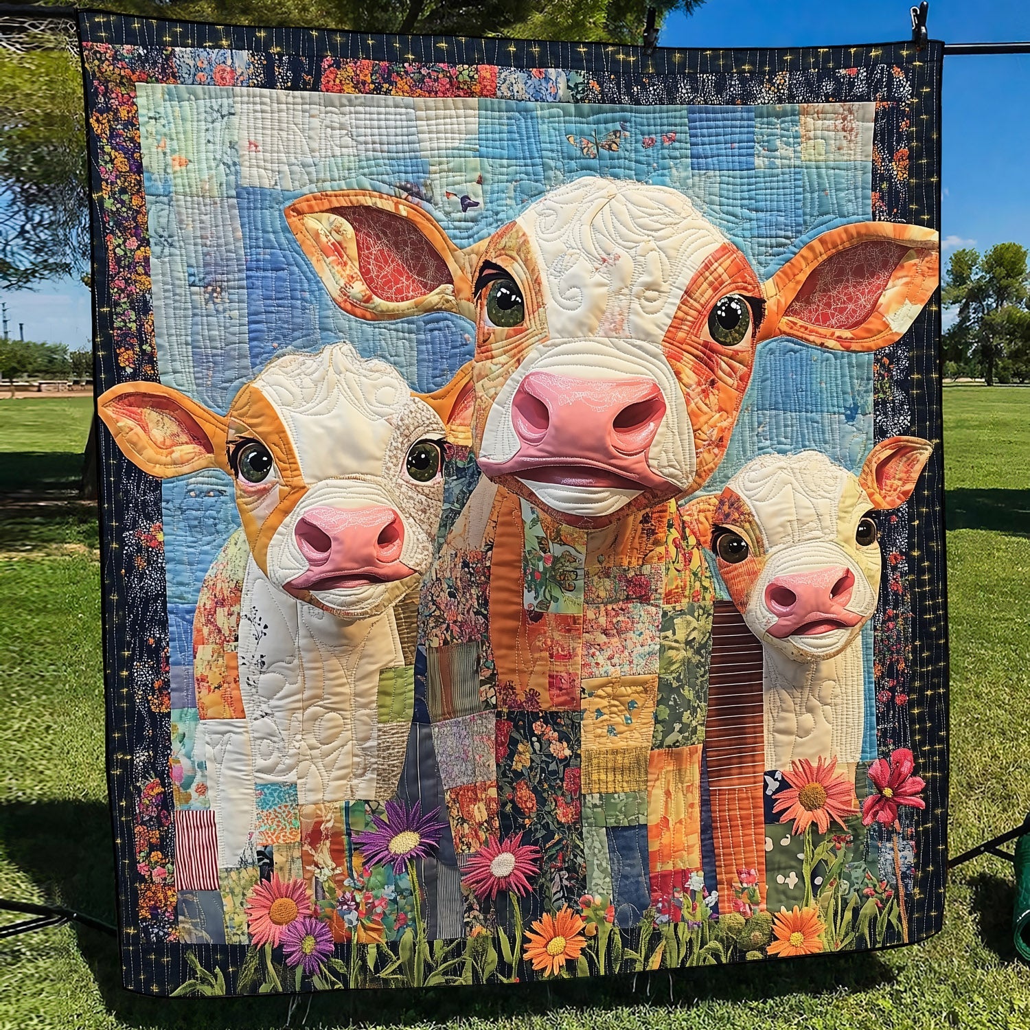 Moo Crew Quilted Blanket Cow Gifts For Cow Loversr