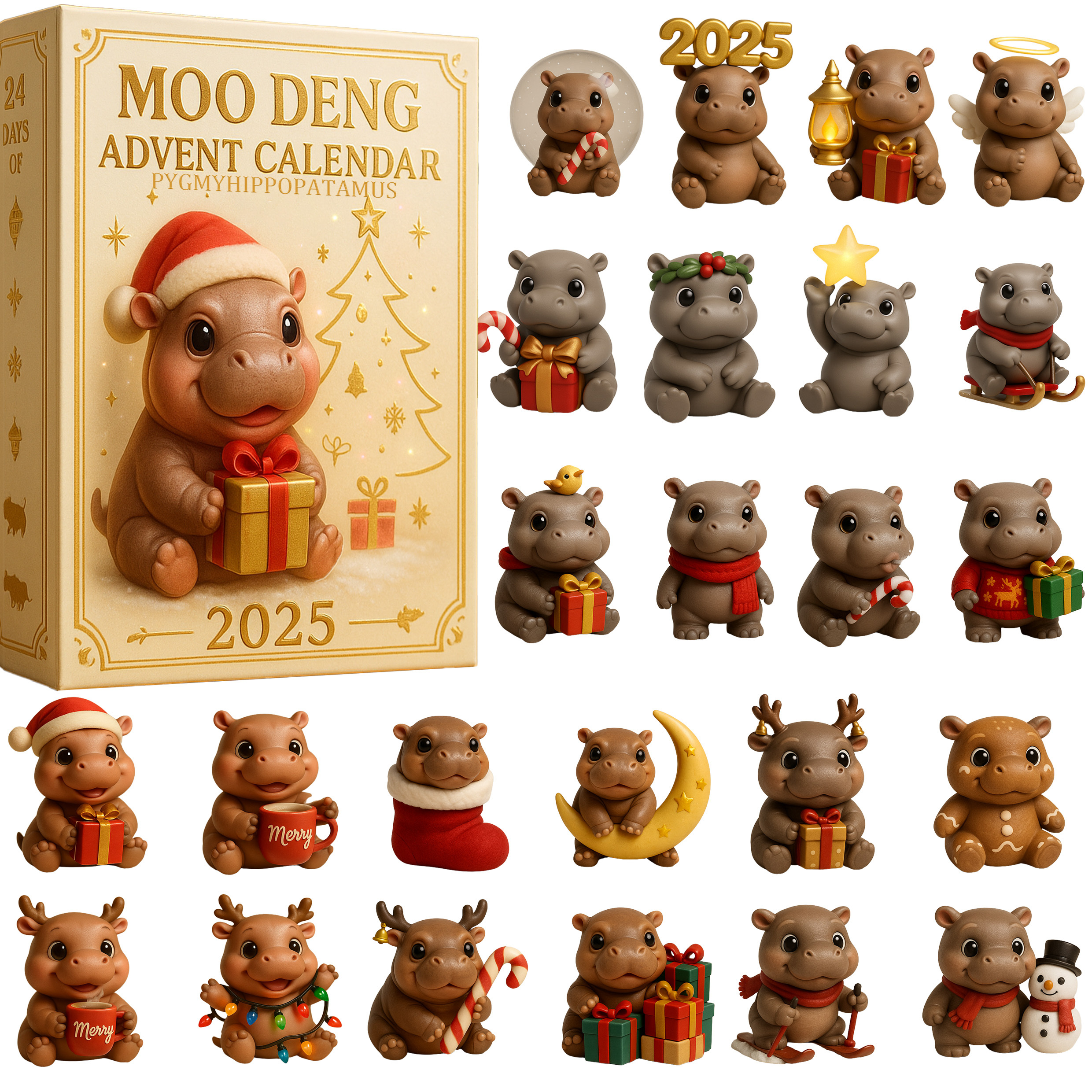 Moo Deng Advent Calendar 2025 Animal Themed Fun Advent Calendar Moo Deng Lover Xmas Gifts