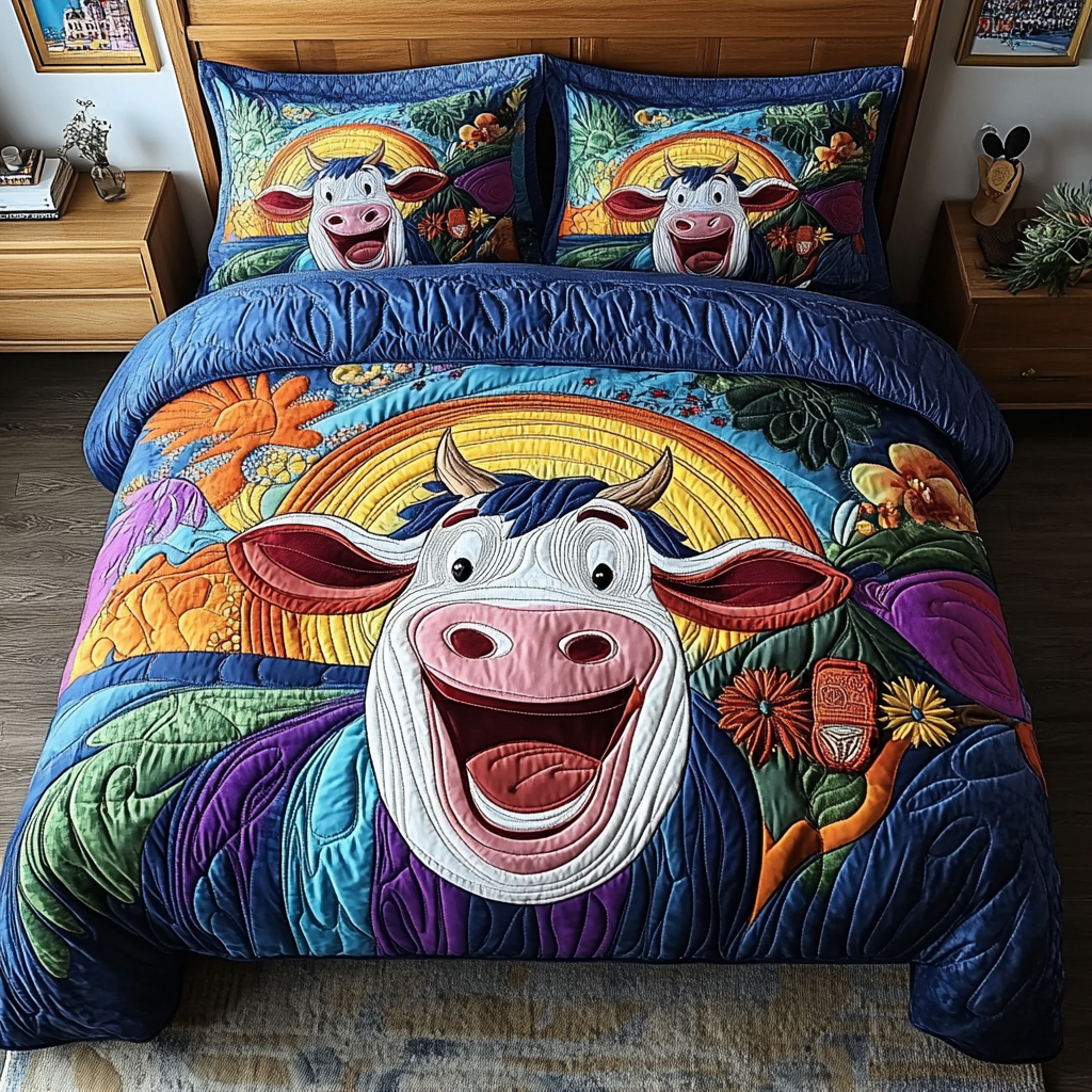 Moo Magic Quilted Bedding Set Bed Room Decoration Unique Gifts For Cow Lovers