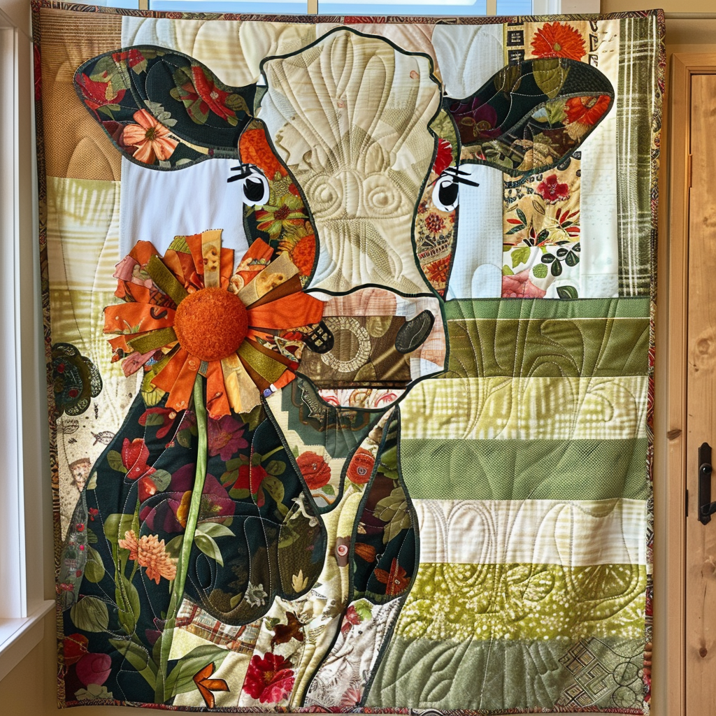 Moo Meadow Mat Quilted Blanket Presents For Cow Lovers