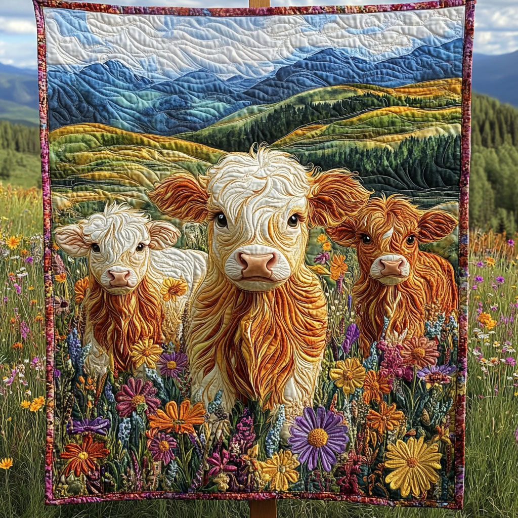Moo-tiful Moments Quilted Blanket Christmas Throw Blanket Highland Cow Stuff Gifts