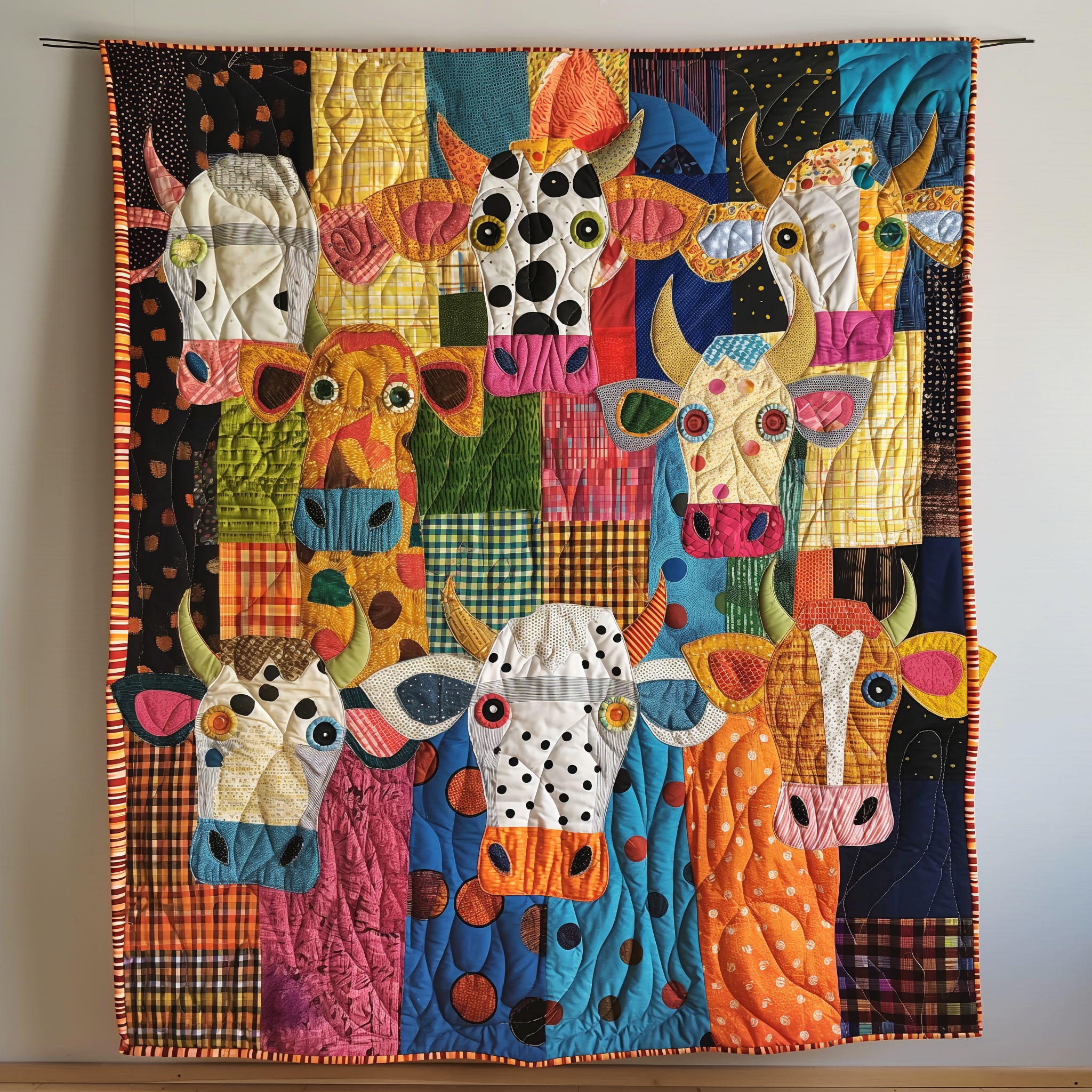 Moo-velous Fun Cow Quilted Blanket Gift For Cow Lover