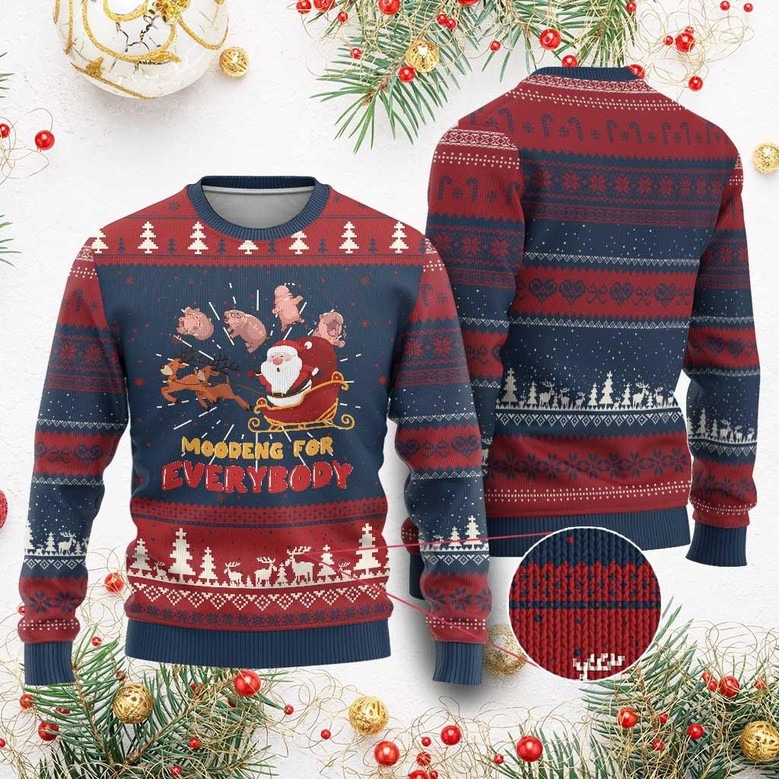 Moodeng For Everybody Ugly Christmas Sweater Xmas Sweater Gifts For Baby Hippo Lovers