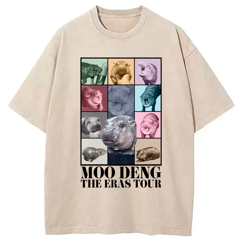 Moodeng Hippo The Era Tour Washed T-Shirt Cool Graphic Tee For Men Women Gifts For Brother Moodeng Hippo The Era Tour Washed T-Shirt Cool Graphic Tee For Men Women Gifts For Brother