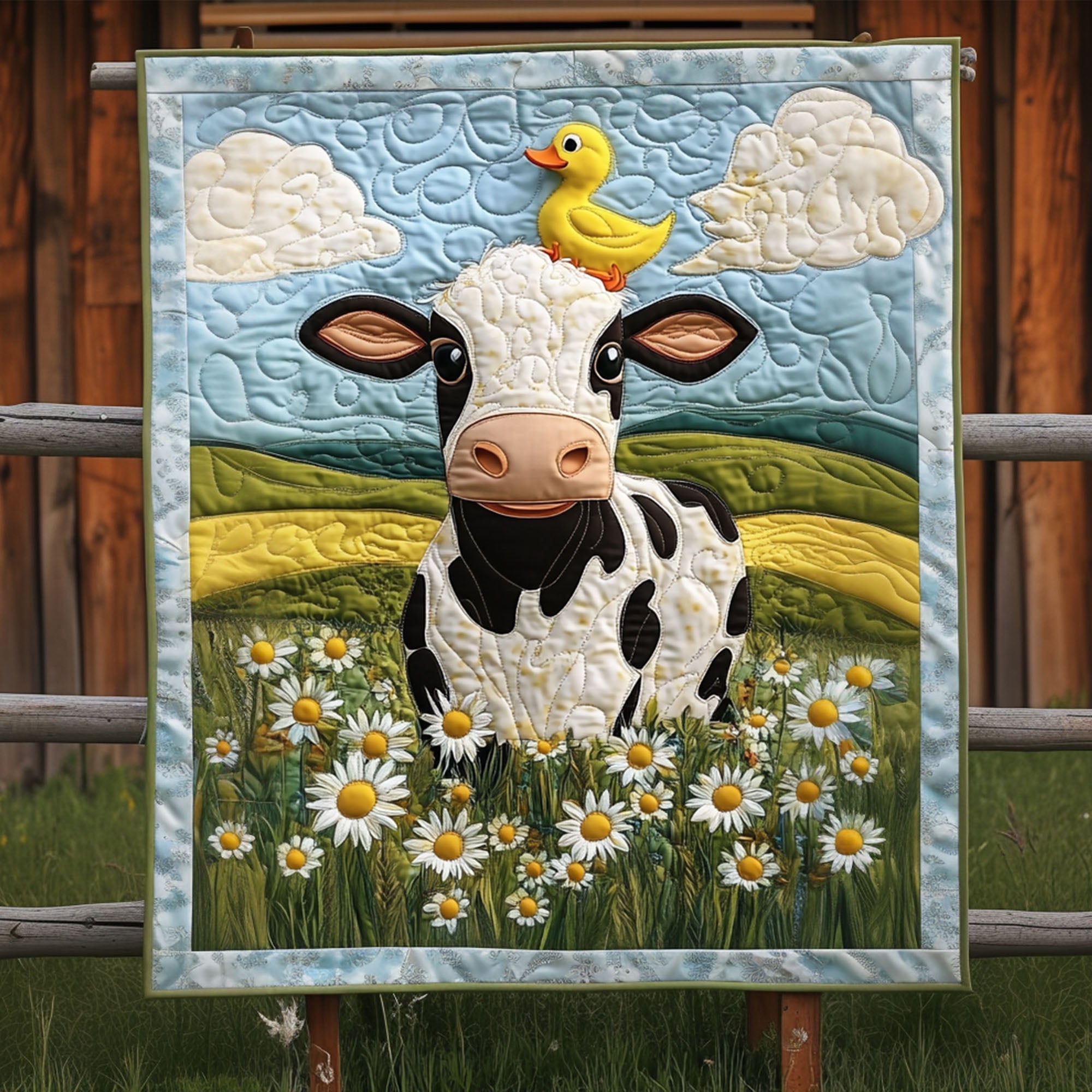 Mooing Among Flowers Quilted Blanket Xmas Holiday Cowboy Gifts Ideas For Him