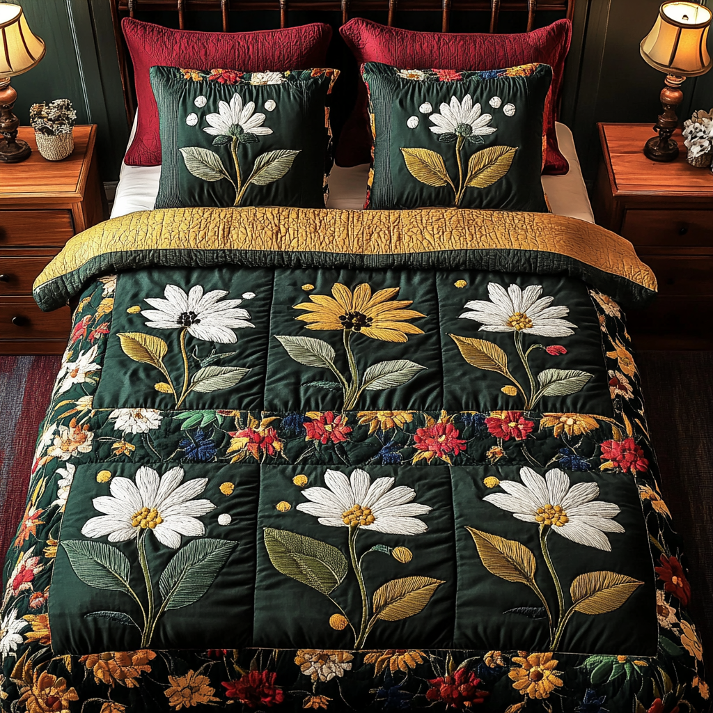 Moon Bloom Quilted Bedding Set Perfect Bedding Gift Set for Family and Friends