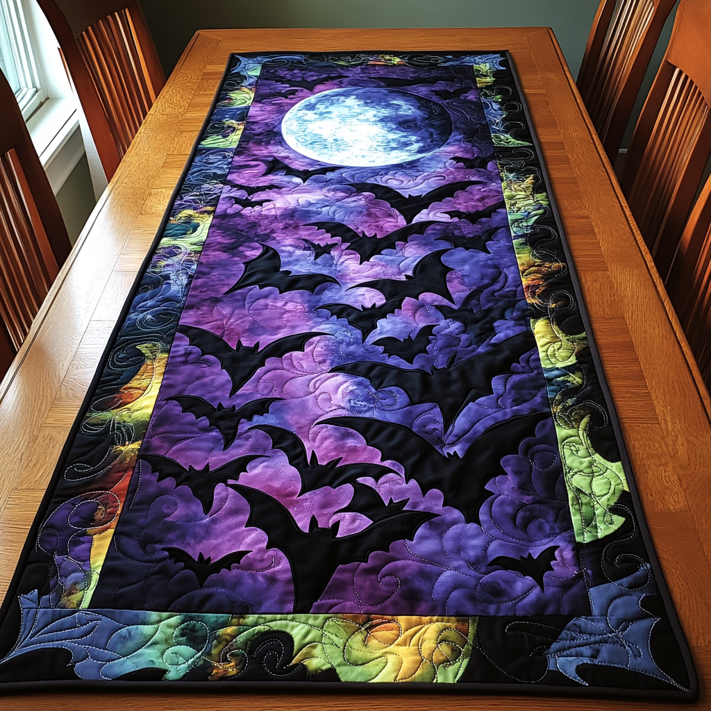 Moon Flight Quilted Table Runner Holiday Runners Halloween Table Decor Ideas