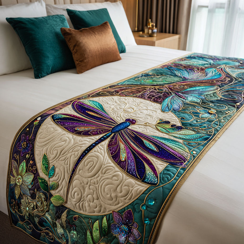 Moon Garden Quilted Bed Runner Bedroom Decor Dragonfly Gifts For Mom