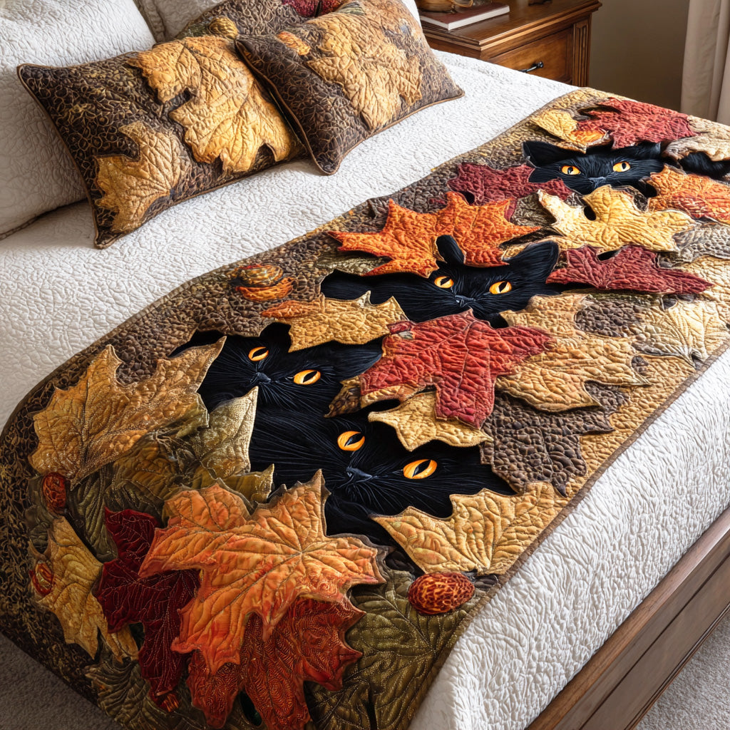 Moon Glow Night Quilted Bed Runner Cool Bedroom Decor Cool Gifts Cat Lovers