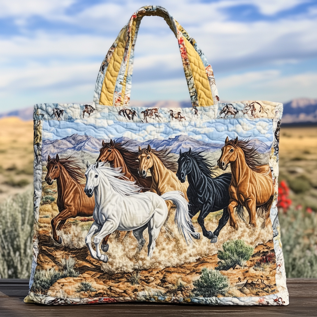 Moon Horse Quilted Tote Bag Best Gifts For Horse People