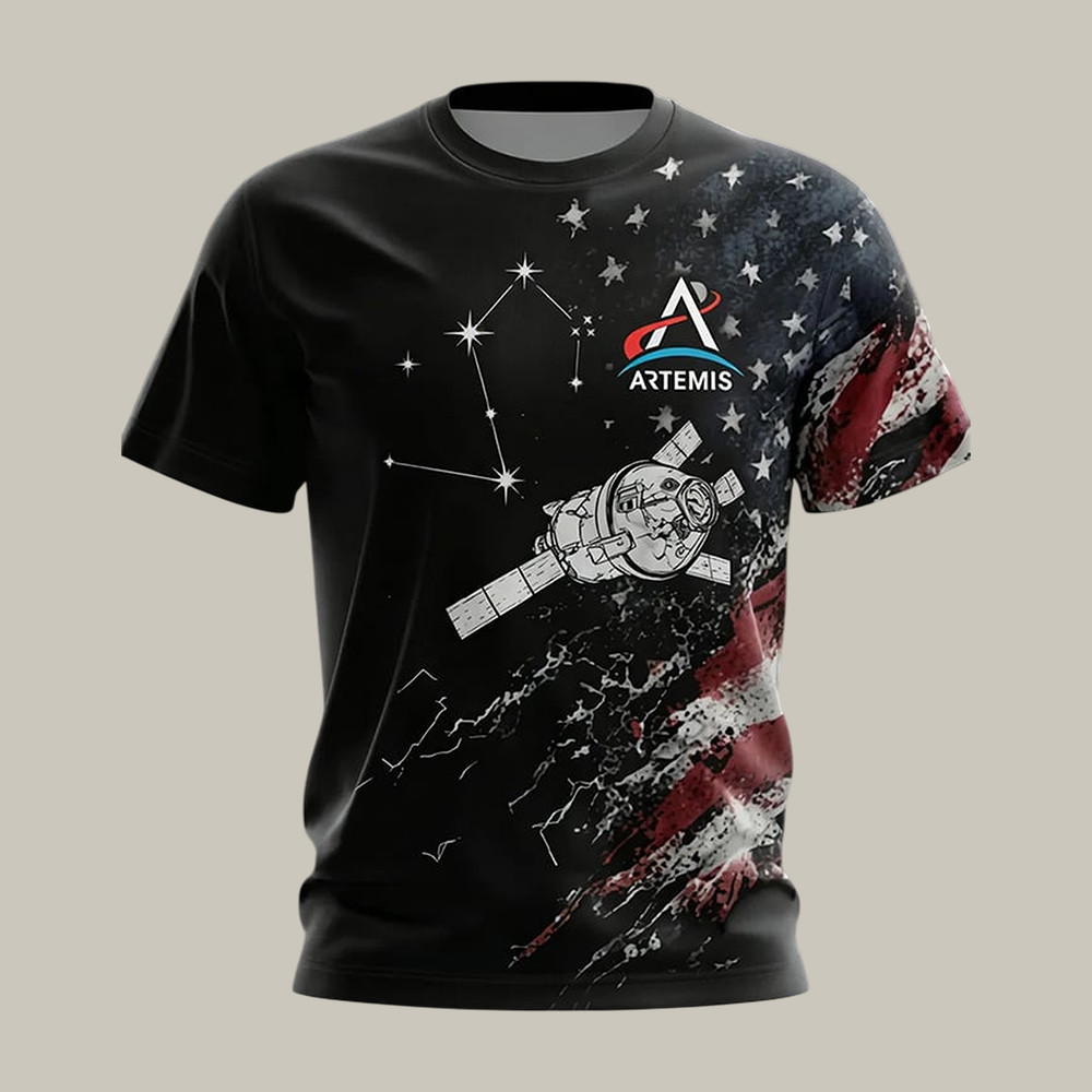 Moon Mission 2026 T-Shirt American Flag NASA Moon Mission 2026 Merch Gift Idea