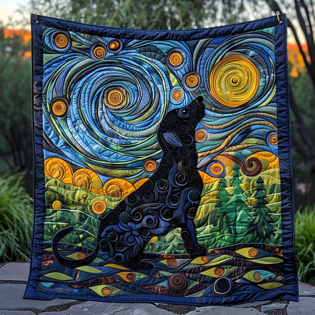 Moon Night Puppy Quilted Blanket Great Dog Christmas Gifts