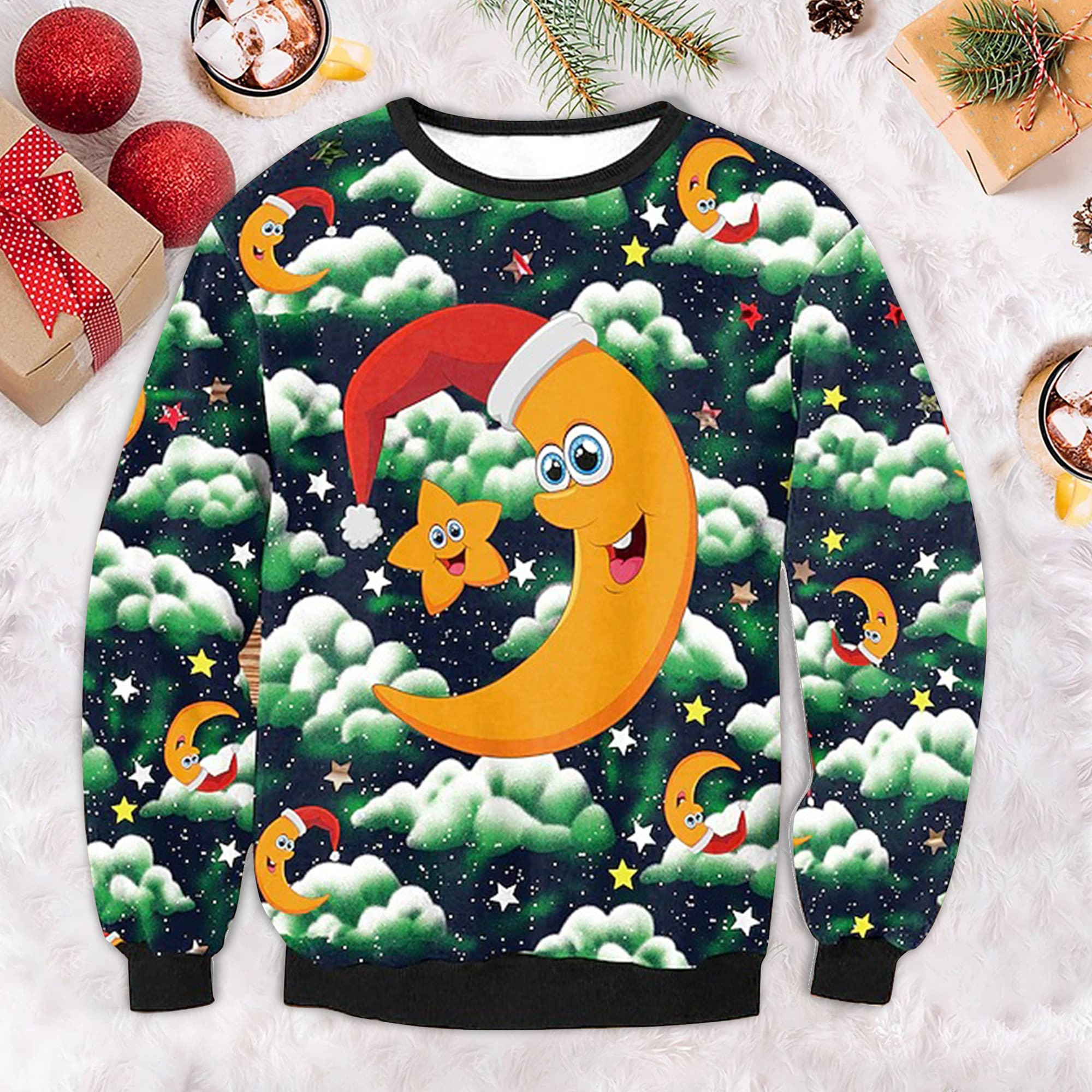 Moon Ugly Christmas Sweater Cute Xmas Sweater Great Gifts For Dudes