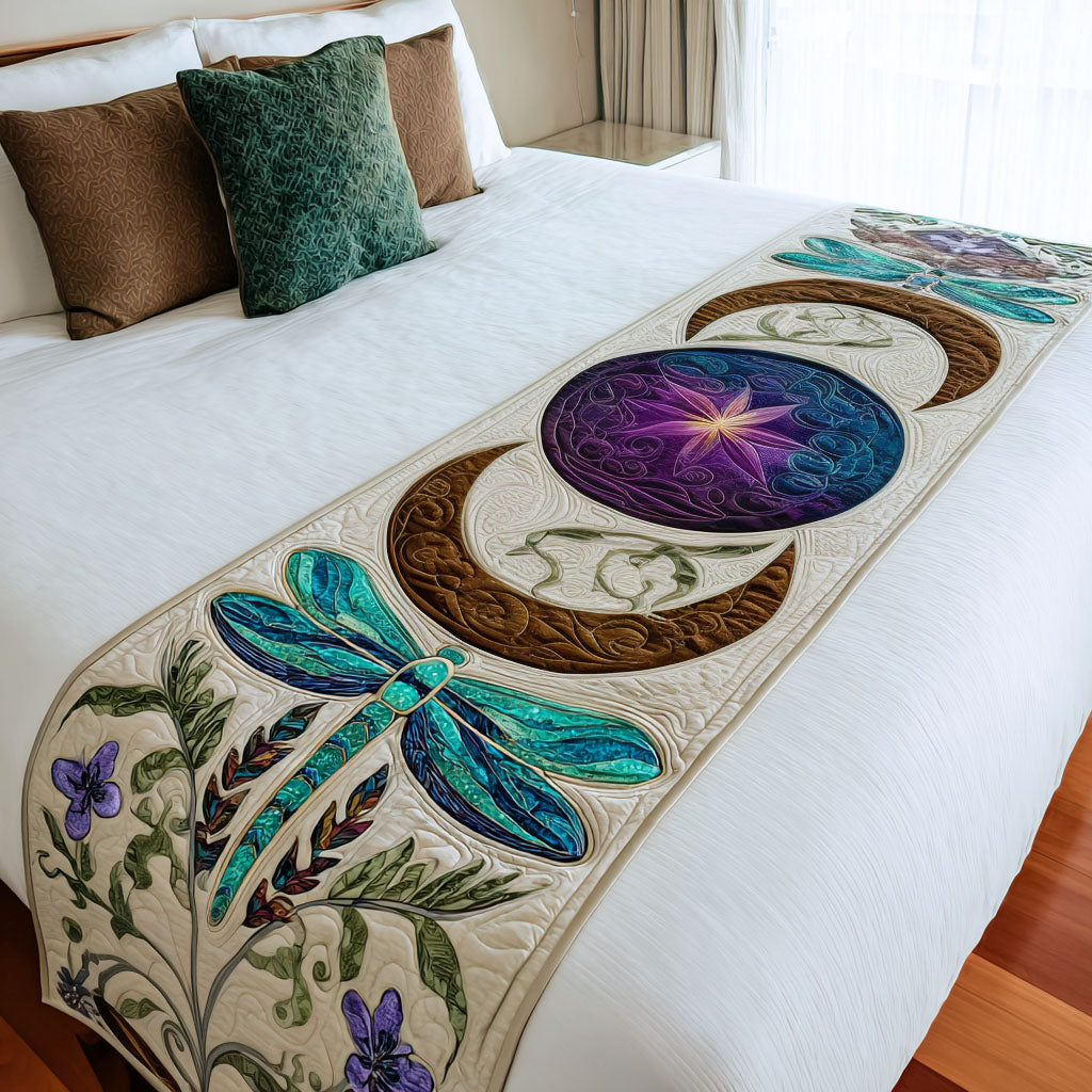 Moon Whisper Quilted Bed Runner Bedroom Decorations Dragonfly Themed Gifts