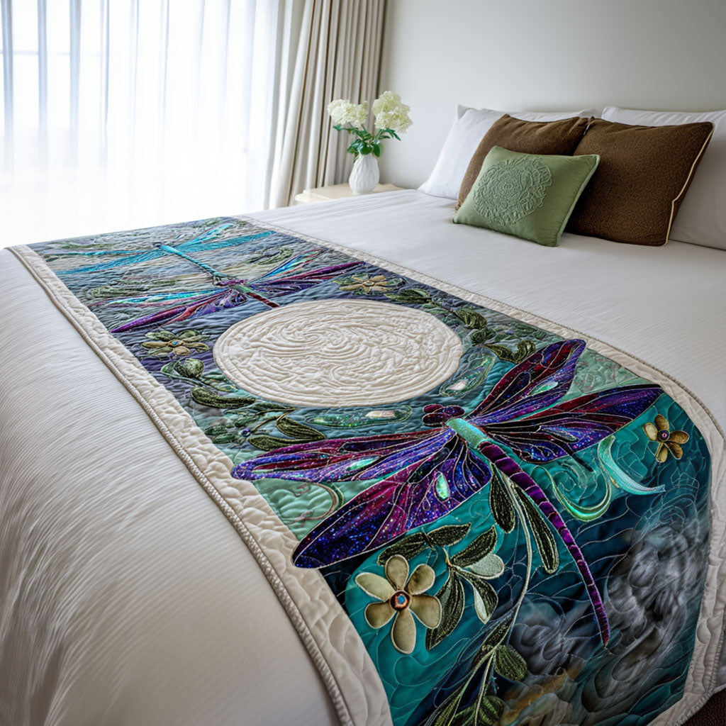 Moonbeam Meadow Quilted Bed Runner Bed Decor Dragonfly Gift Ideas