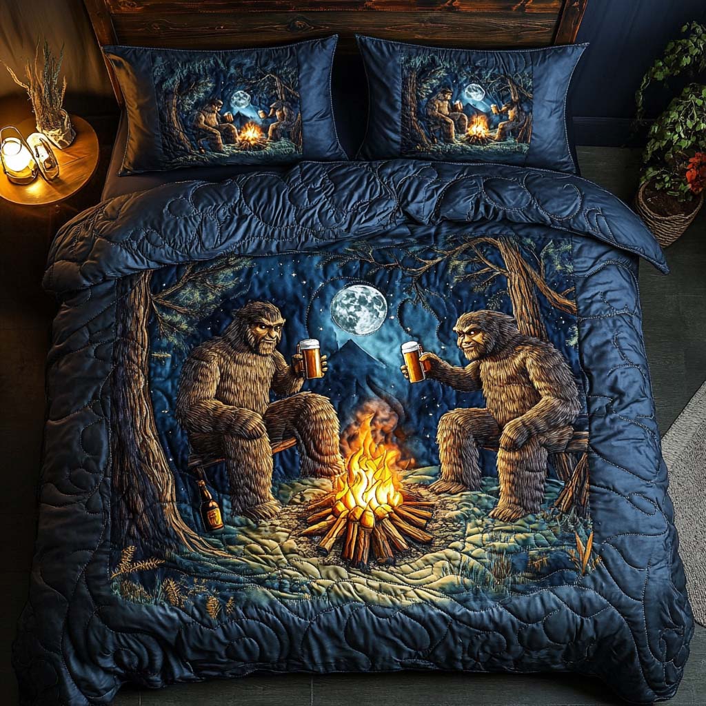 Moonlight Beers Quilted Bedding Set Best Bed Sheet Set Unique Sasquatch Gifts
