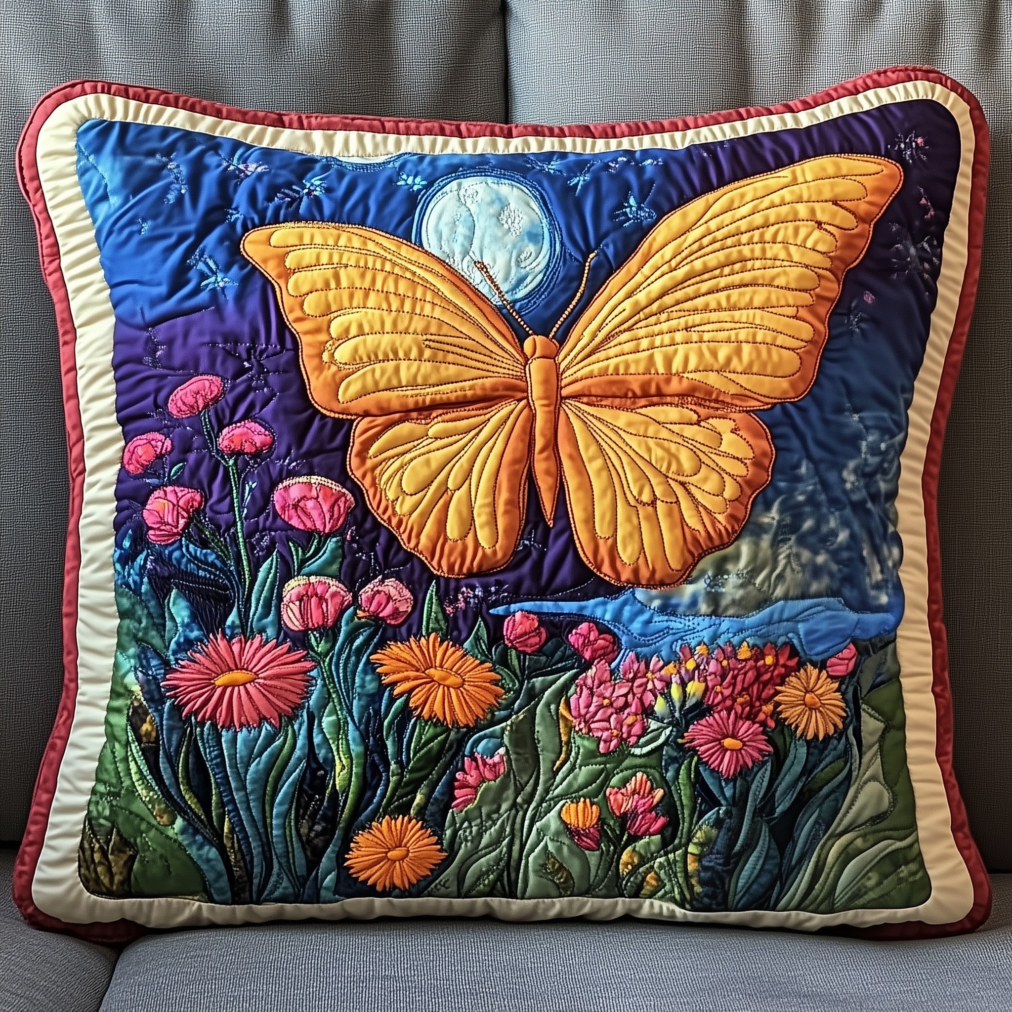 Moonlight Butterfly Quilted Pillow Case Decorative Pillow Cover MerchChristmas Gifts For Little Brother
