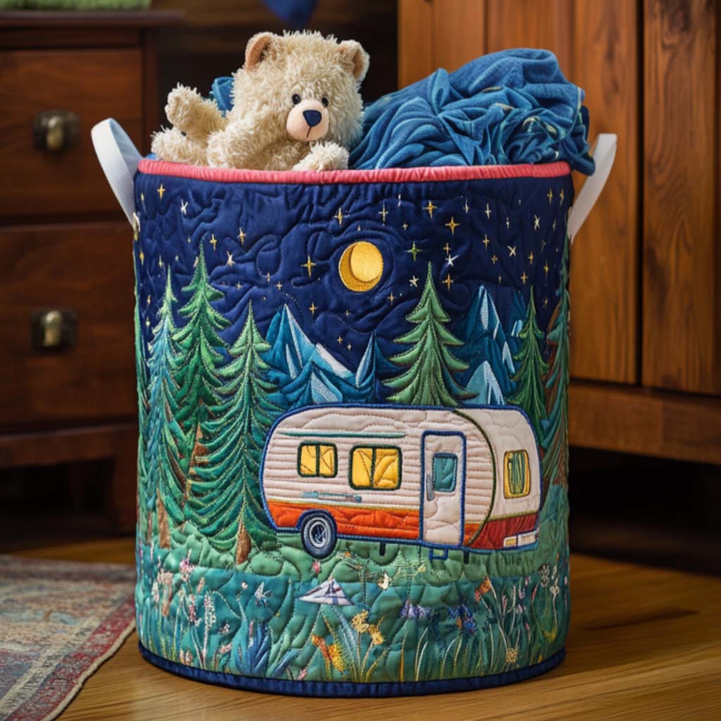 Moonlight Camp Quilted Laundry Basket Mother's Day Merch Gift