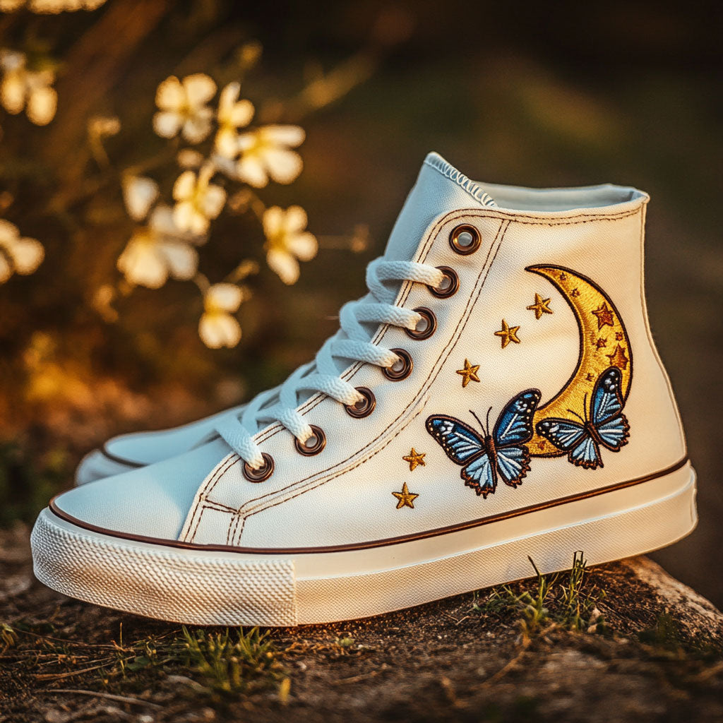 Moonlight Flutter Canvas High Tops Easy To Clean Merch
