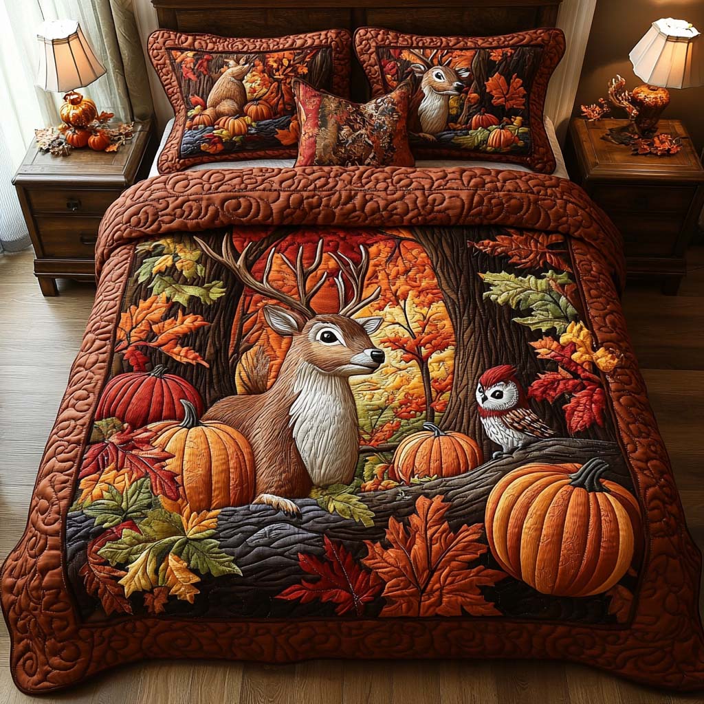 Moonlight Forest Walk Quilted Bedding Set Bedroom Decor Good Fall Gifts