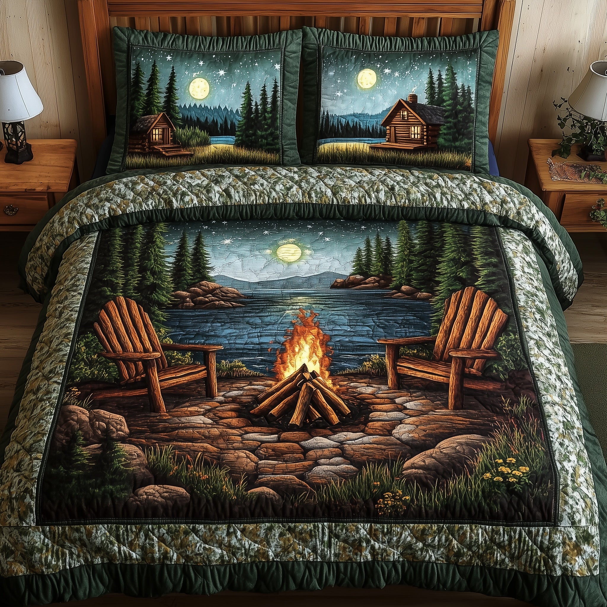 Moonlight Harmony Quilted Bedding Set Duvet Cover Bedspread Camping Gifts For Boyfriend