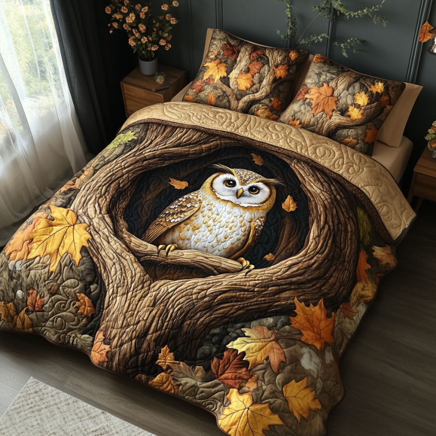 Moonlight Watcher Quilted Bedding Set Full Size Comforter Night Sky Gift For Grandma