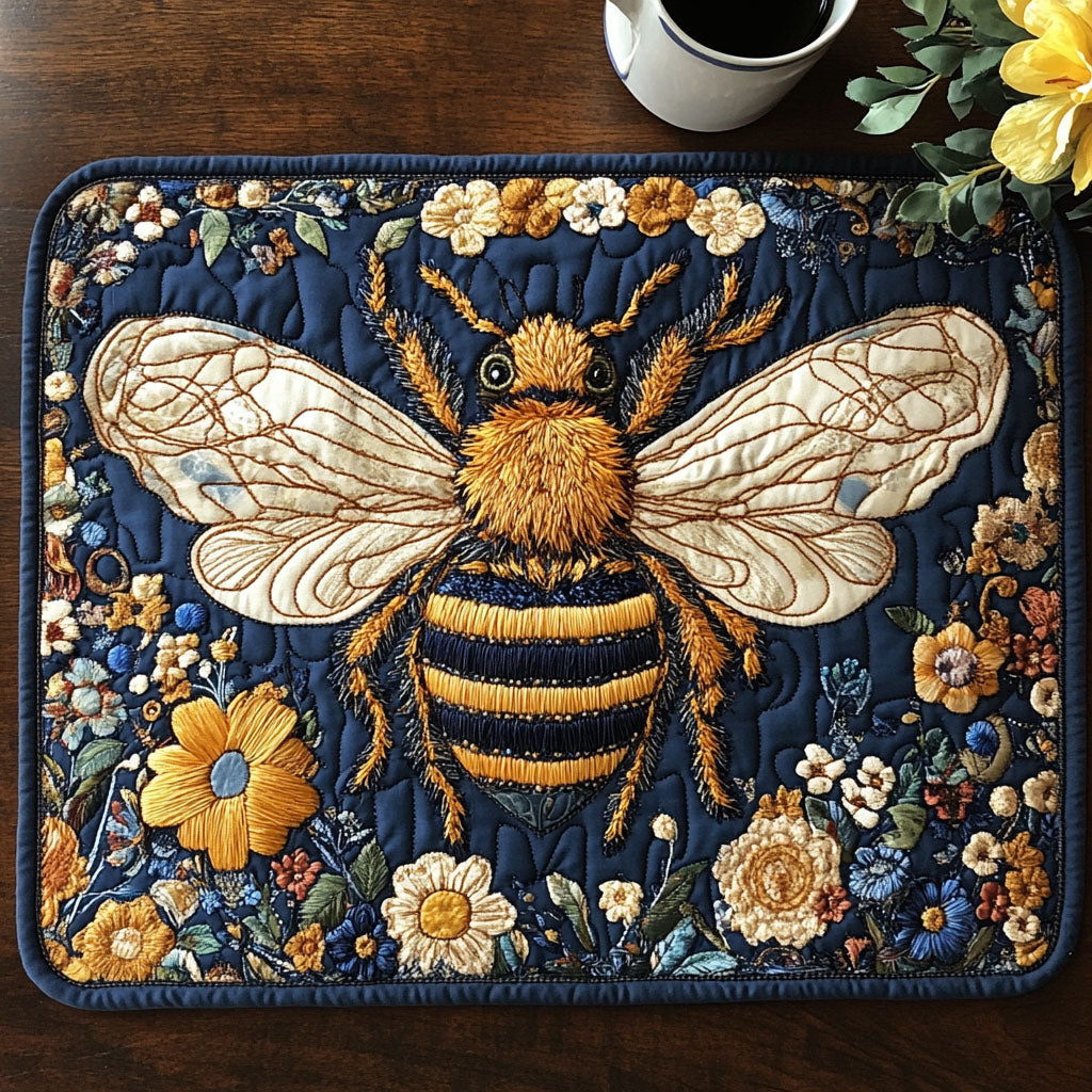 Moonlit Bee Quilted Placemat Christmas House Decor Bee Items Gifts