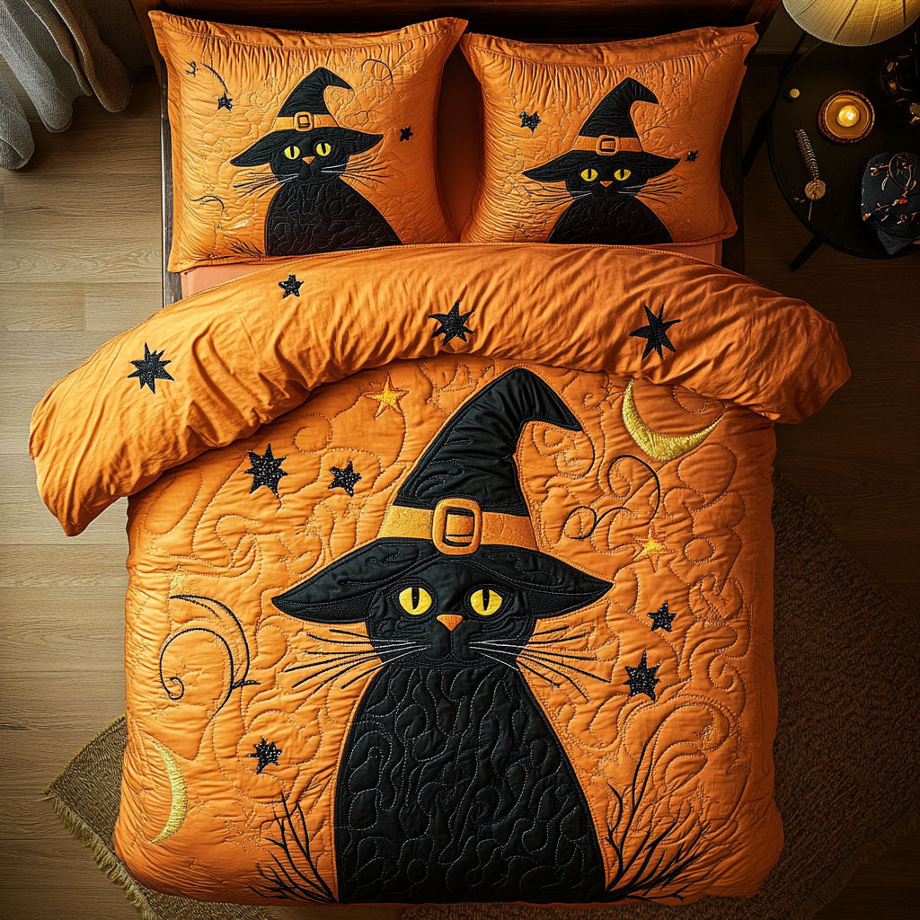 Moonlit Black Cat Duvet Cover Set Fall Quilt Cover Autumn Gifts For Wife