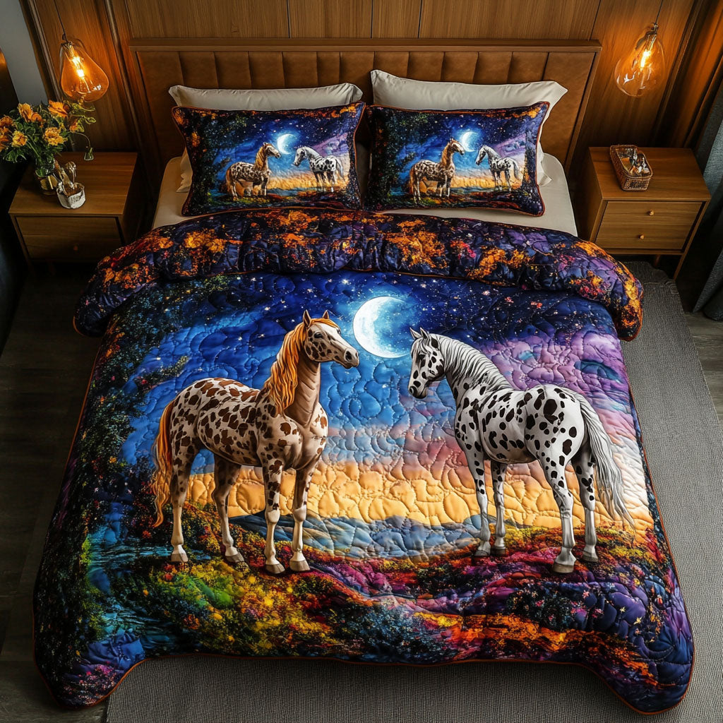 Moonlit Companions Quilted Bedding Set Bedroom Decor Ideas Practical Gifts For Horse Owners