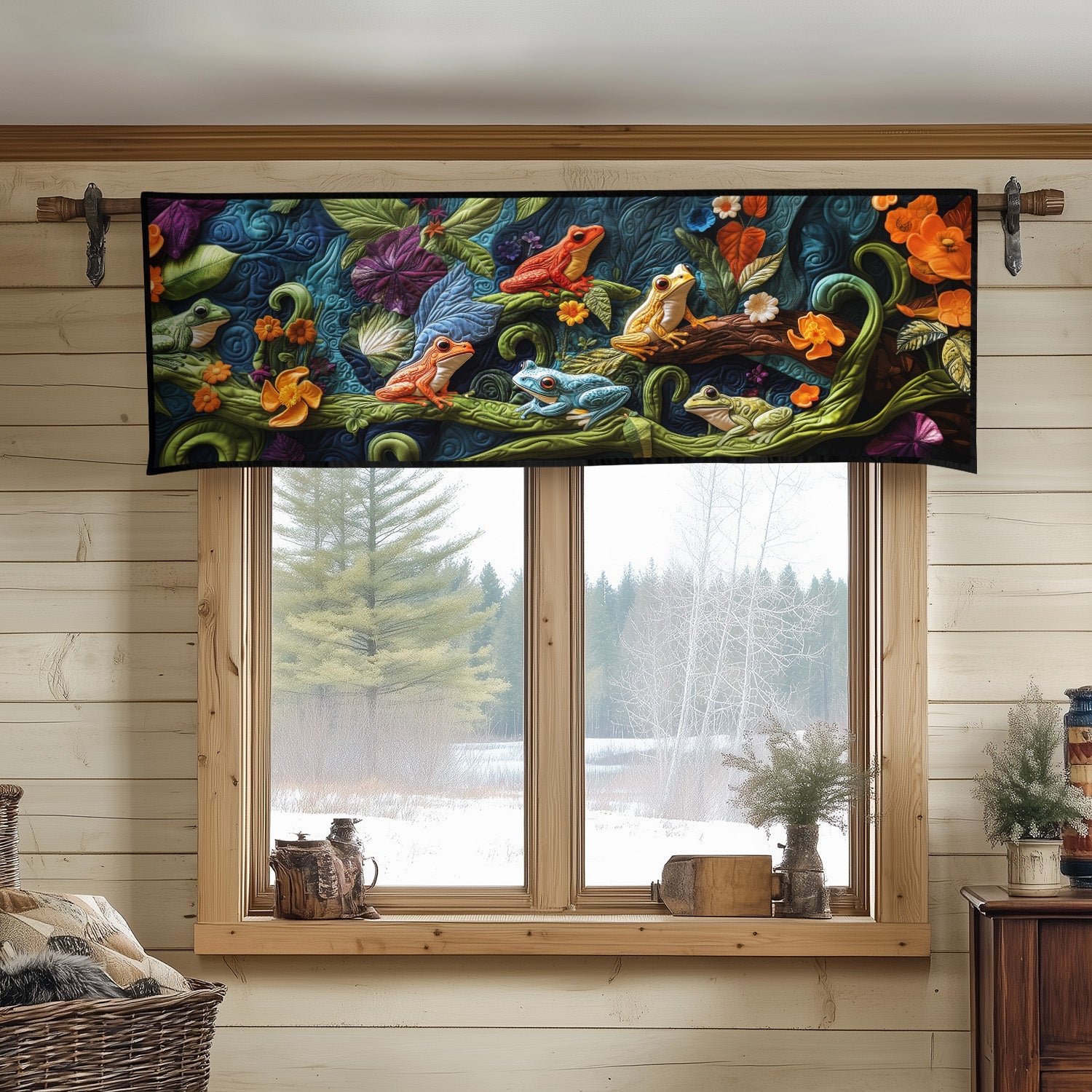 Moonlit Croak Quilted Valance Foyer Christmas Decor Cute Frog Things To Buy