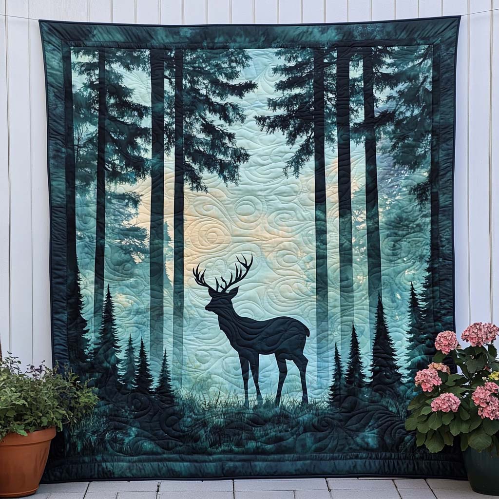 Moonlit Deer Quilted Blanket Winter Decor Blanket African American Gifts For Women
