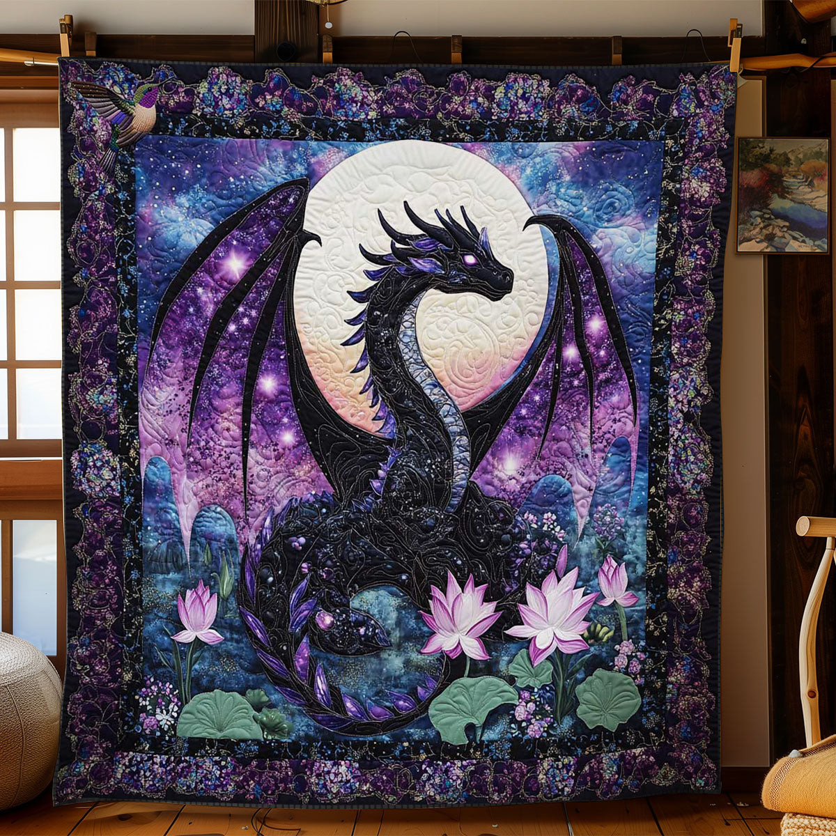Moonlit Dragon Quilt Blanket Luxury Throw Blankets Perfect Father's Day Gifts